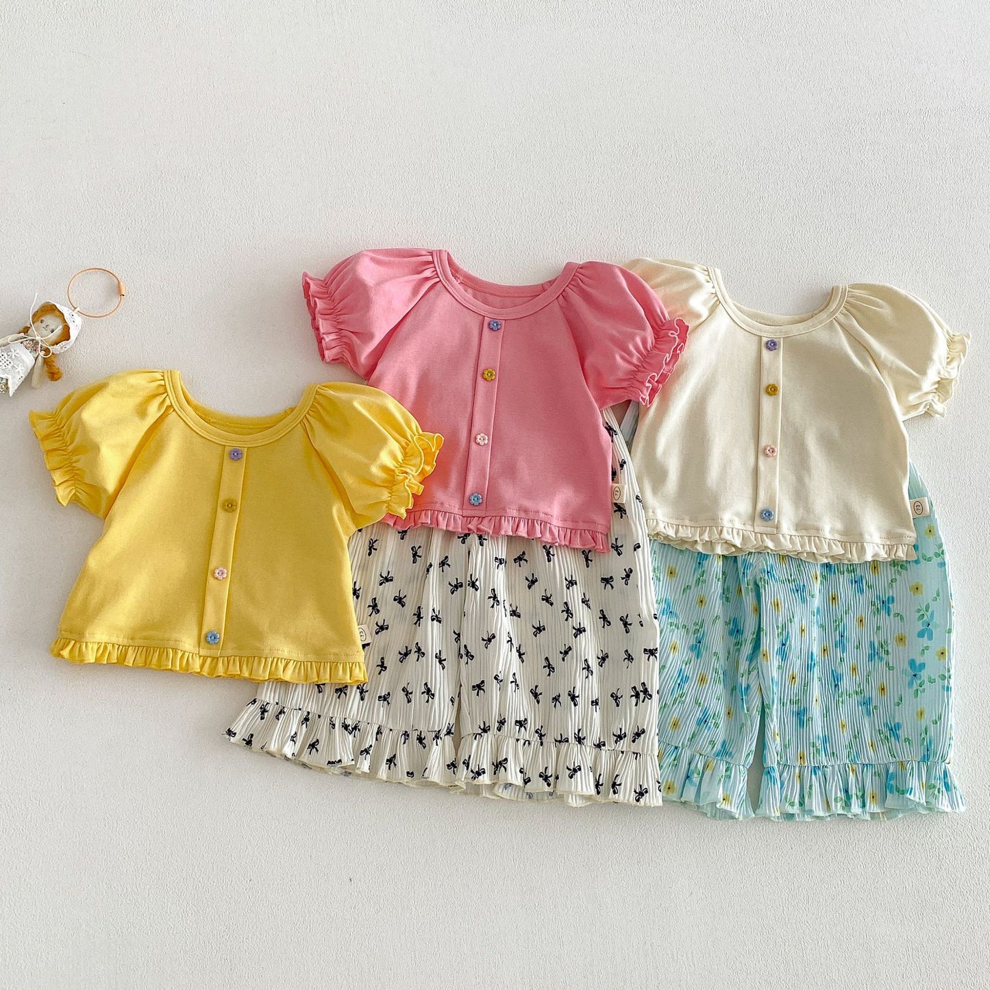 【BABY&KID】夏新作 スウィートパフスリーブTシャツSK105106