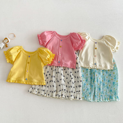 【BABY&KID】夏新作 スウィートパフスリーブTシャツSK105106