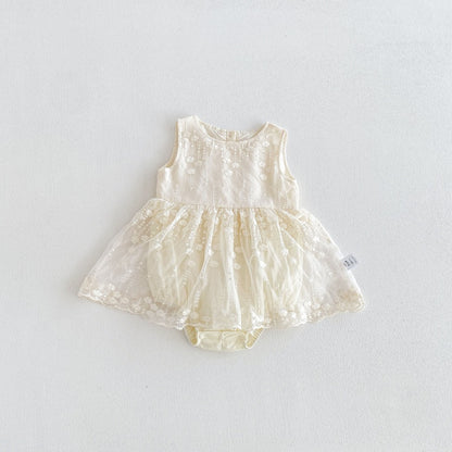 【BABY】夏新作刺繍チュールロンパースSK106510