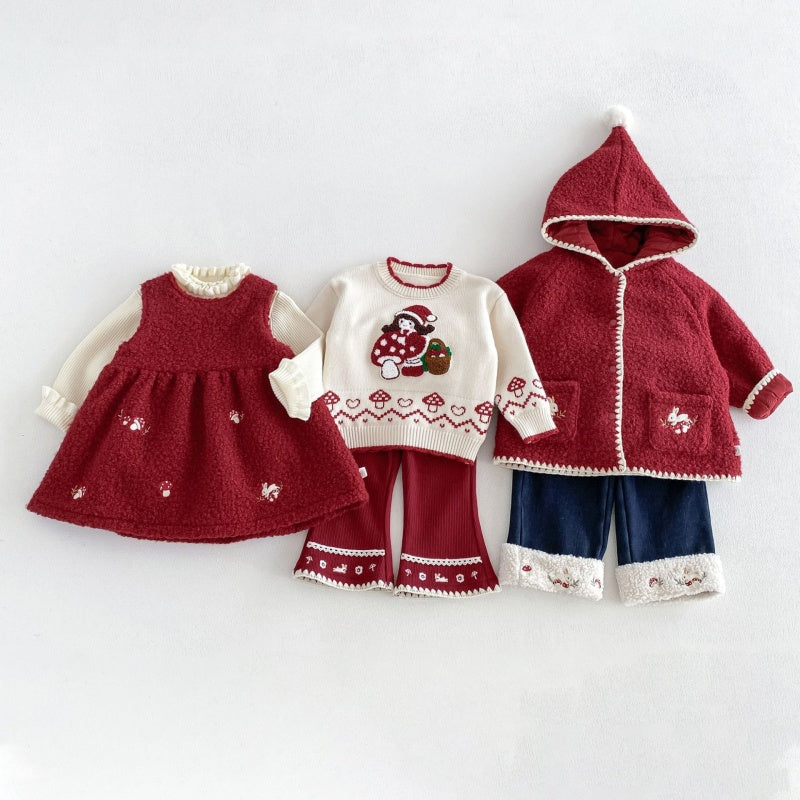 【BABY&KID】うさぎ刺繍中綿ジャケット、ワンピース、ニット、パンツ、トップスSK108118