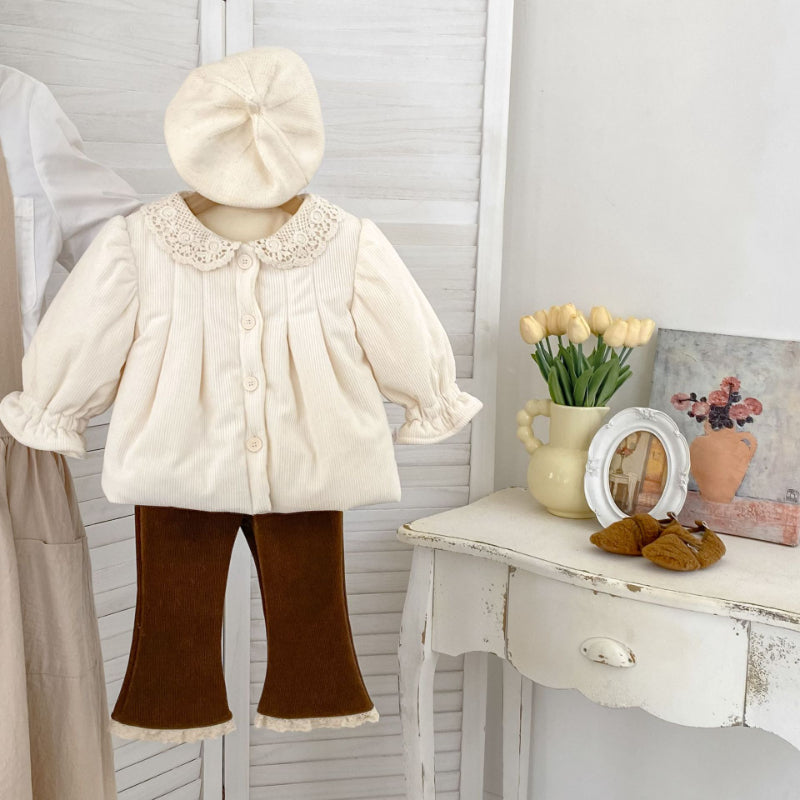 【BABY&KID】冬新作レース襟裏起毛コットンコートSK102731