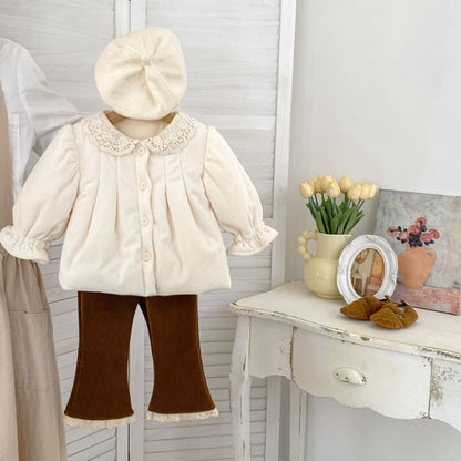 【BABY&KID】冬新作レース襟裏起毛コットンコートSK102731