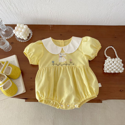 【BABY】夏新作 うさぎ刺繍ロンパースSK070108