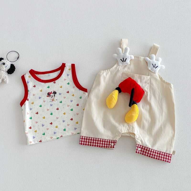 【BABY&KID】夏新作立体カートゥーンサロペットショートパンツ、総柄タンクトップSK105615