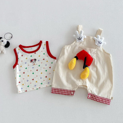【BABY&KID】夏新作立体カートゥーンサロペットショートパンツ、総柄タンクトップSK105615