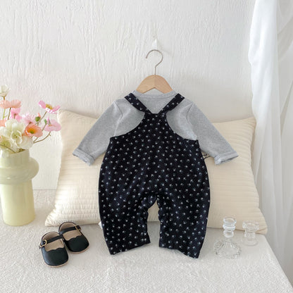 【BABY】花柄サロペット、トップスSK092530