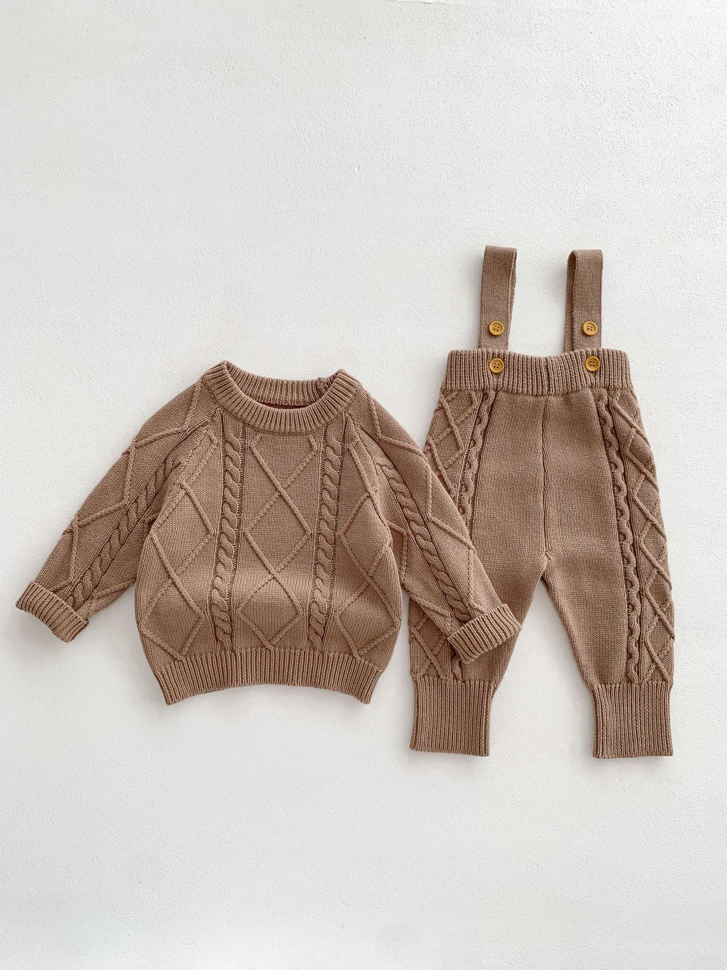【BABY&KID】ケーブル編みニットサロペット、セーターSK022406