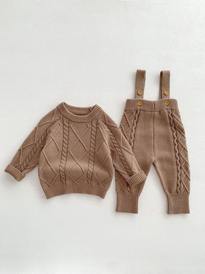 【BABY&KID】ケーブル編みニットサロペット、セーターSK022406
