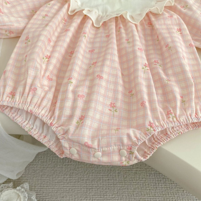 【BABY】スイートチェックロンパース＆帽子SK104106