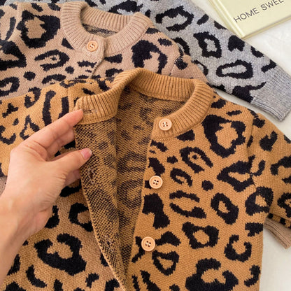【BABY】冬新作レオパード柄ニットカバーオールSK102713