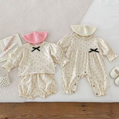 【BABY】コットン小花柄カバーオール、セットアップSK102219