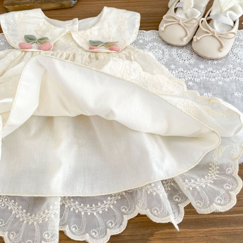 【BABY&KID】夏新作 フラワー刺繡チェリーワンピースSK072519