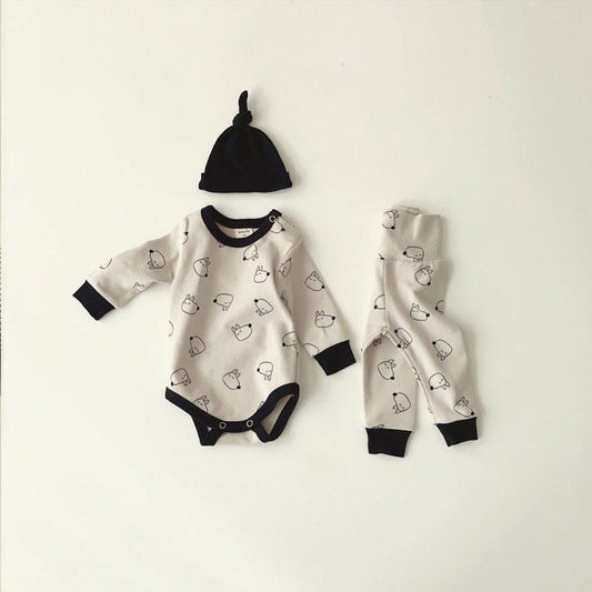 【BABY】総柄カートゥーンロンパース＆レギンス＆帽子SK101902
