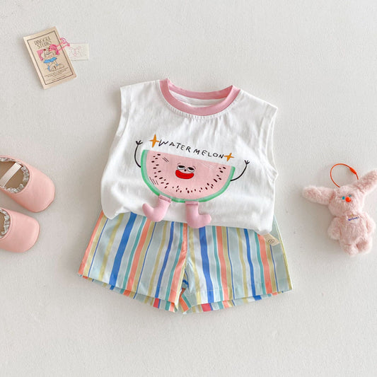 【BABY&KID】夏新作 スイカベスト、レインボーショーツSK080610