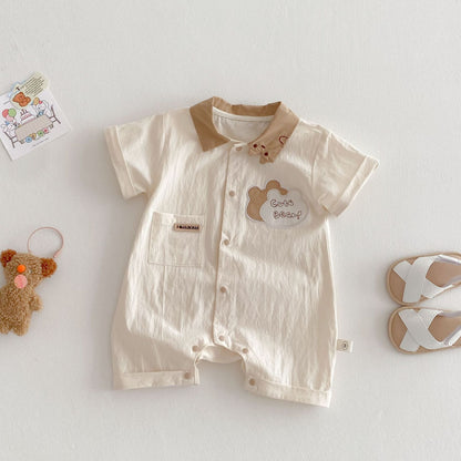 【BABY】夏新作 Cute bear刺繡ロンパースSK063102