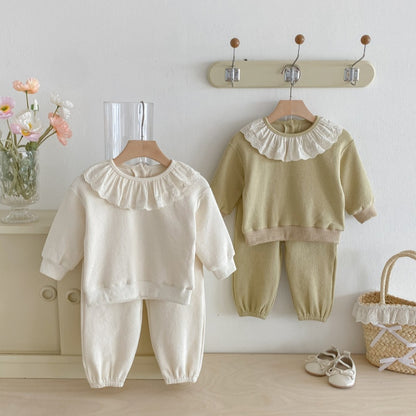 【BABY&KID】無地レース襟セットアップSK092716