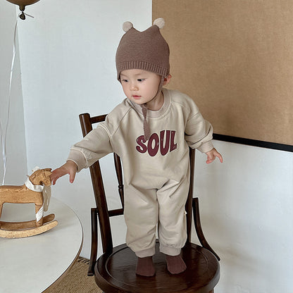 【BABY】SOULシンプルな英字カジュアルロンパースSK11531