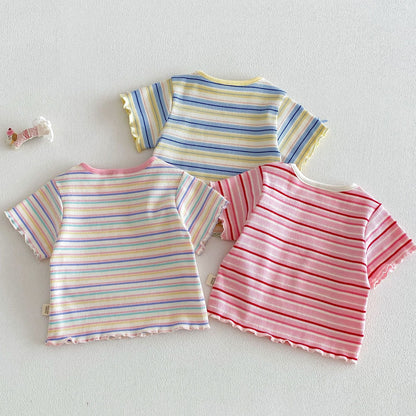 【BABY&KID】夏新作 配色ボーダーTシャツSK105101
