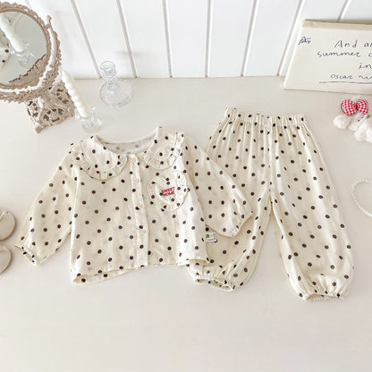 【BABY】ドット、チェックルームウェアセットアップSK100528