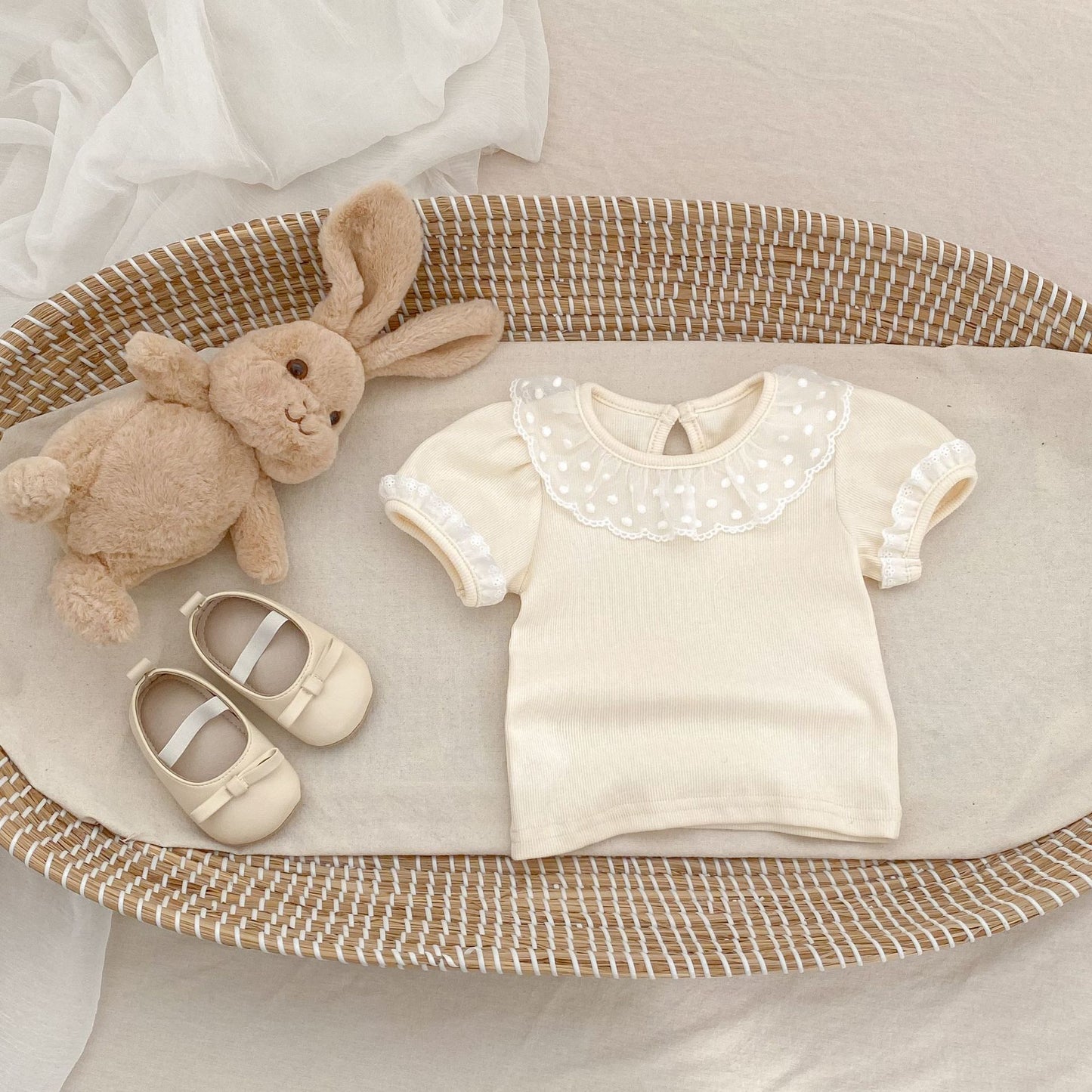 【BABY】夏新作 レースクリームロンパース、ＴシャツSK061805