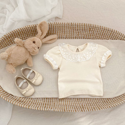 【BABY】夏新作 レースクリームロンパース、ＴシャツSK061805