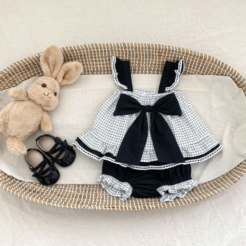 【BABY&KID】夏新作 チェック柄リボンセットアップSK071924