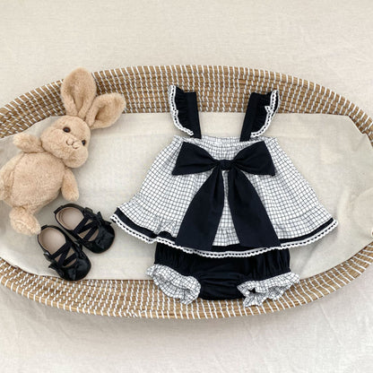 【BABY&KID】夏新作 チェック柄リボンセットアップSK071924