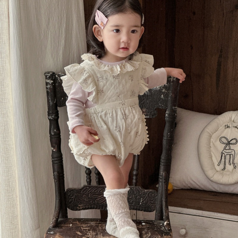 【BABY】小花柄ロンパース、レース襟ロンTSK104302