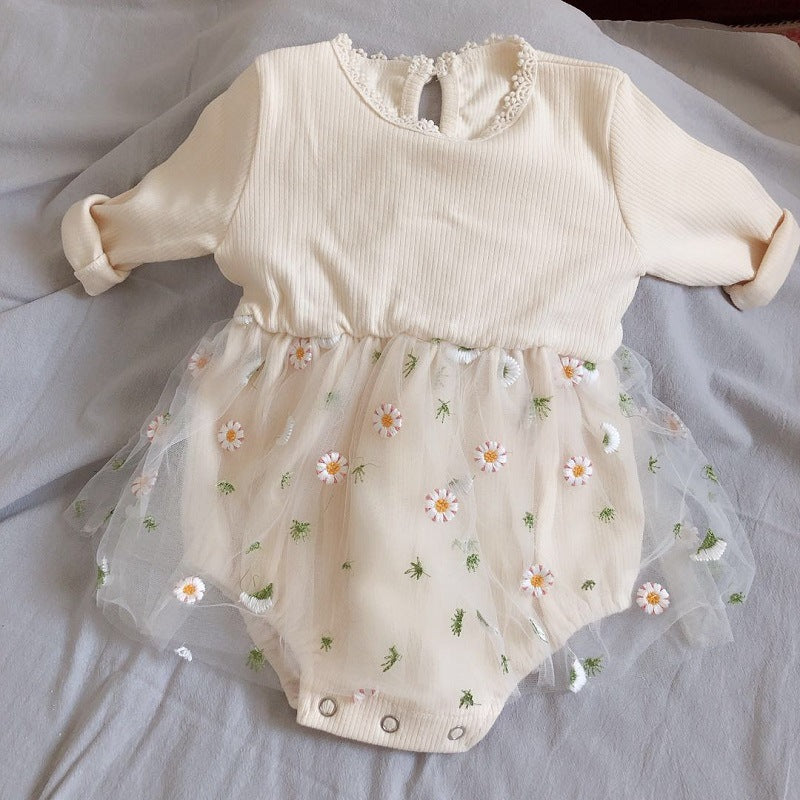 【BABY】花刺繍チュールロンパースSK100806