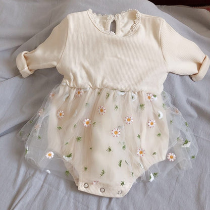【BABY】花刺繍チュールロンパースSK100806