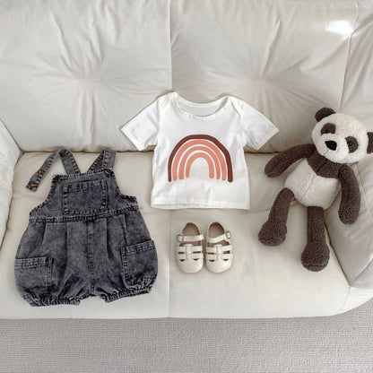 【BABY】夏新作　レトロデニムサロペット、ＴシャツSK081312