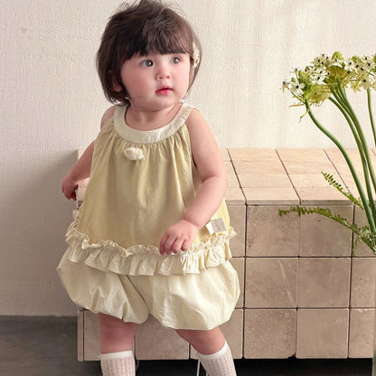 【BABY&KID】夏新作フリルノースリーブセットアップSK104801