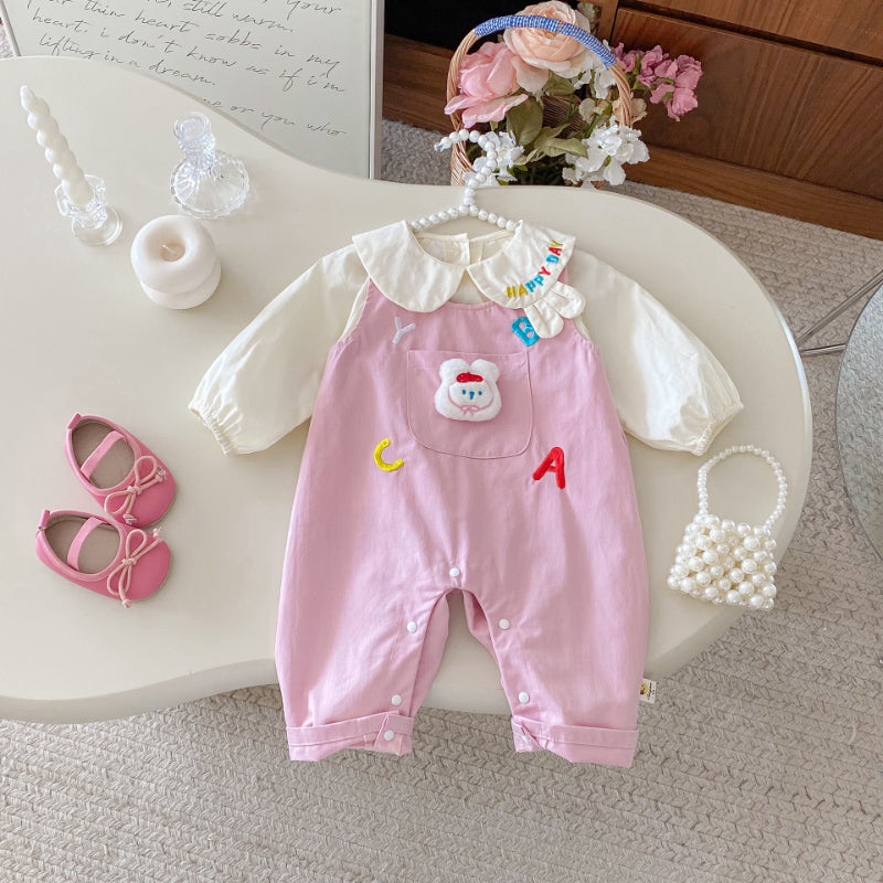【BABY】アルファベット刺繍サロペット＆ガールシャツSK092411
