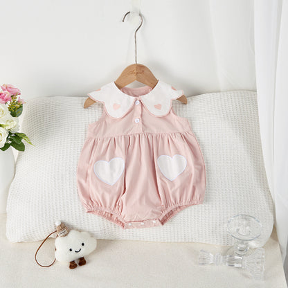 【BABY】夏新作 ハート刺繍ロンパースSK081716