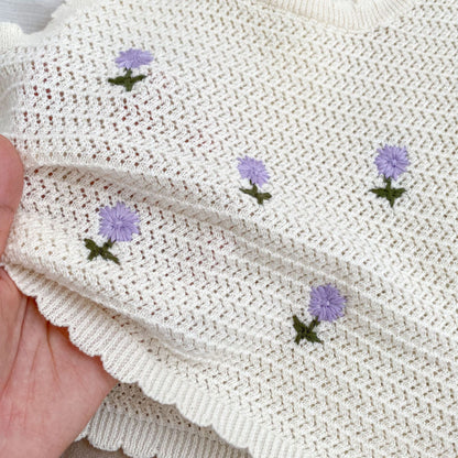 【BABY】夏新作 刺繍、無地ニットベスト、スカートSK071922
