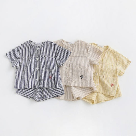【BABY&KID】夏新作 ストライプシャツセットアップSK080208
