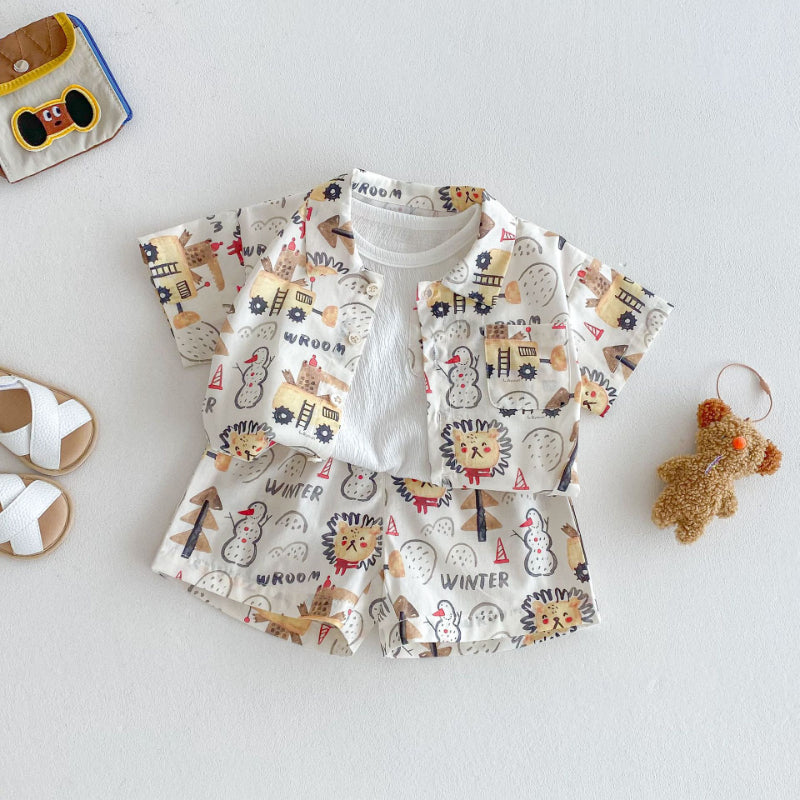 【BABY&KID】夏新作 ライオンオシャレセットアップ、ノースリーブＴシャツSK072011