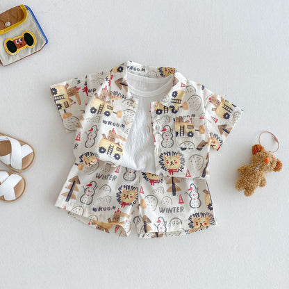 【BABY&KID】夏新作 ライオンオシャレセットアップ、ノースリーブＴシャツSK072011