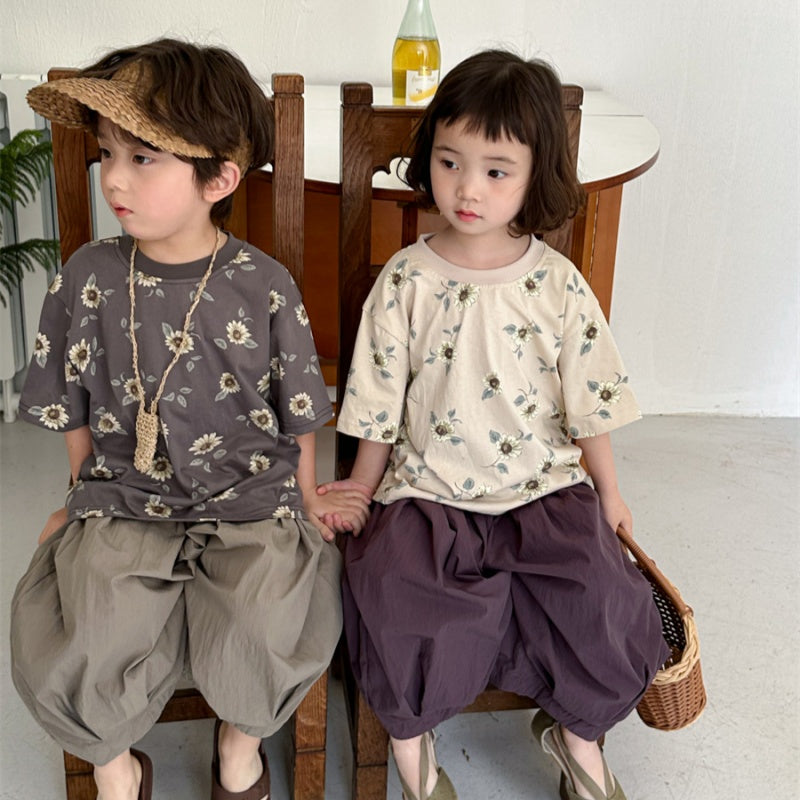 【BABY&KID】夏新作 フラワープリント半袖Tシャツ、シャツSK080513