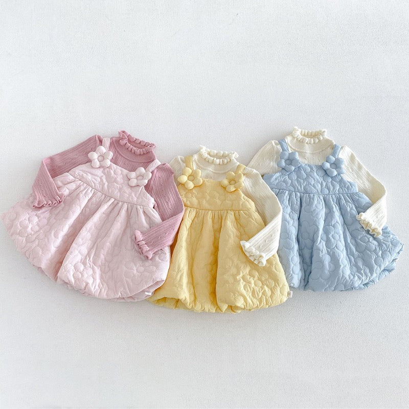【BABY&KID】冬新作厚手フラワーワンピース、ハイネックニットSK107725
