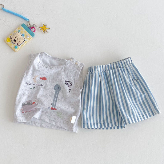 【BABY&KID】夏新作 カートゥーンtシャツ、トライプパンツSK080611