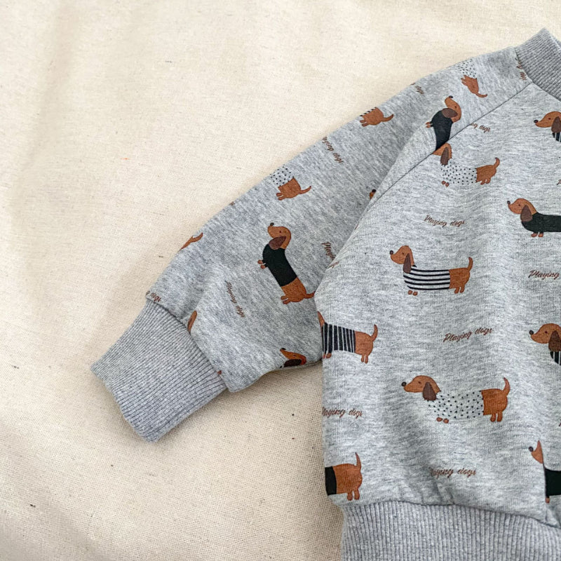 【BABY&KID】キュートなダックスフンドプリントセットアップSK092721