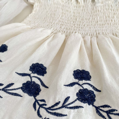 【BABY】夏新作レトロフラワー刺繍ロンパースSK105402