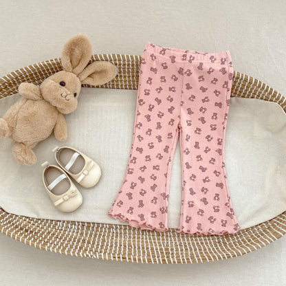 【BABY&KID】小花柄、くまベルボトムパンツSK100825