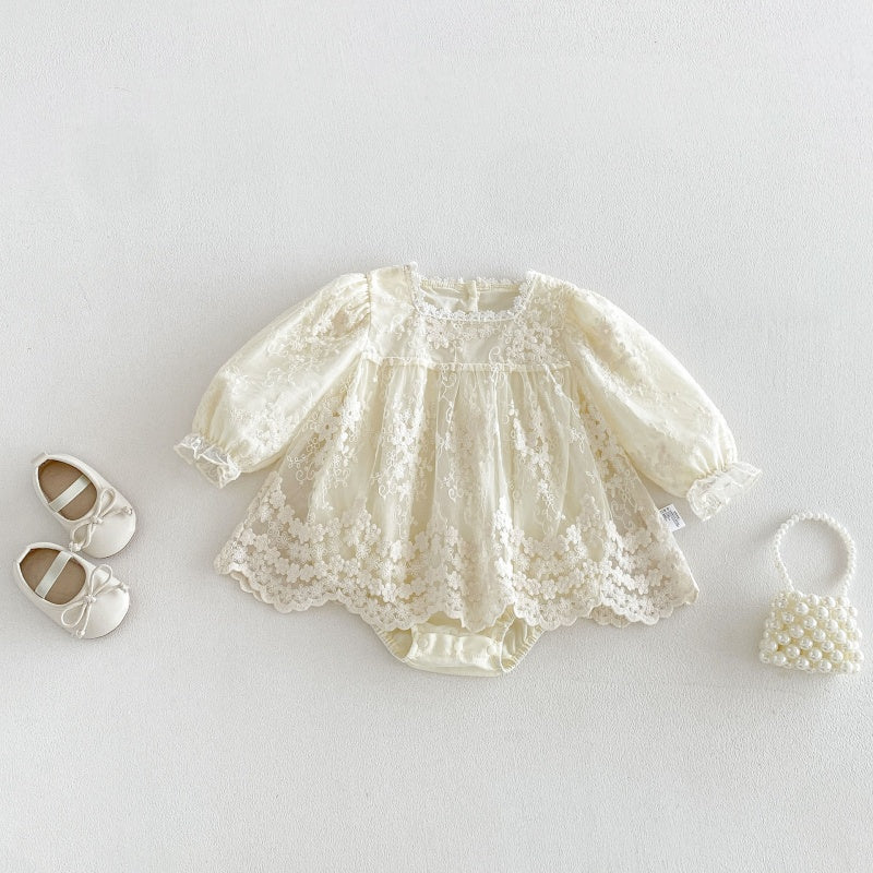 【BABY】レーススクエアネックロンパースSK107905