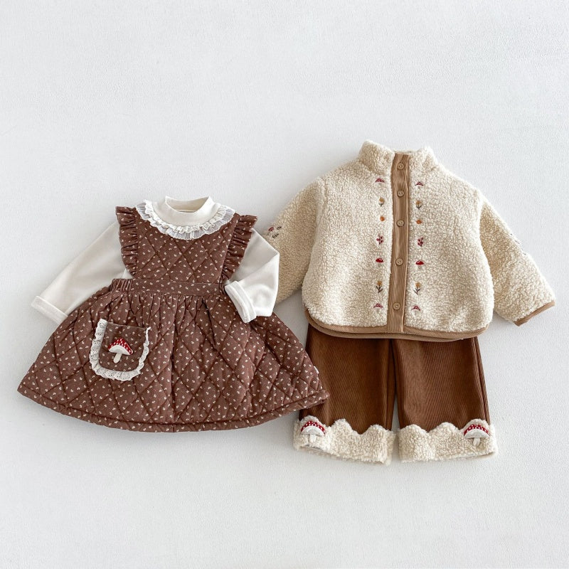 【BABY&KID】きのこ刺繍ワンピース、ロングパンツ、アウター、、トップスSK108115