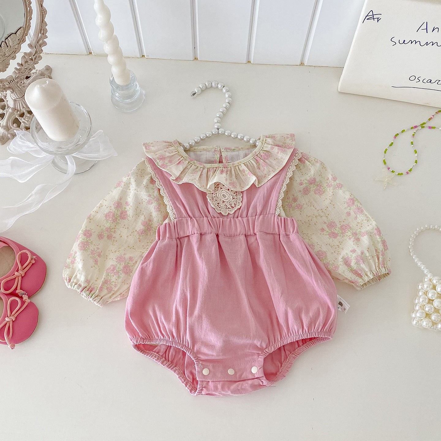 【BABY】花刺繍サロペットロンパース&小花柄ブラウスSK100413