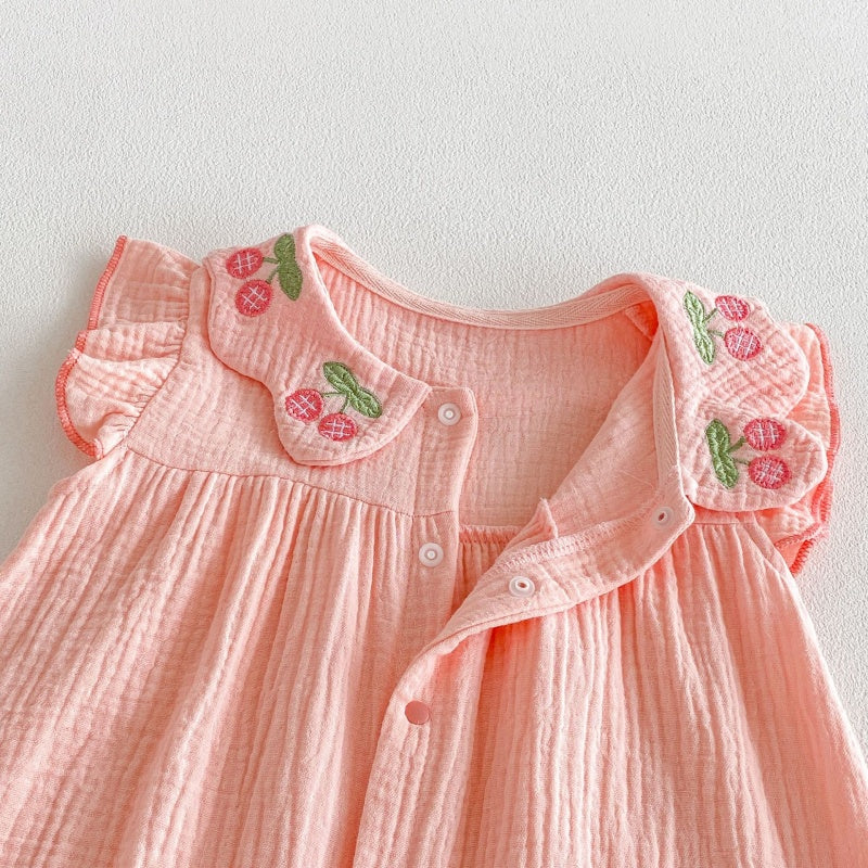【BABY】夏新作さくらんぼ刺繍カバーオールSK106411