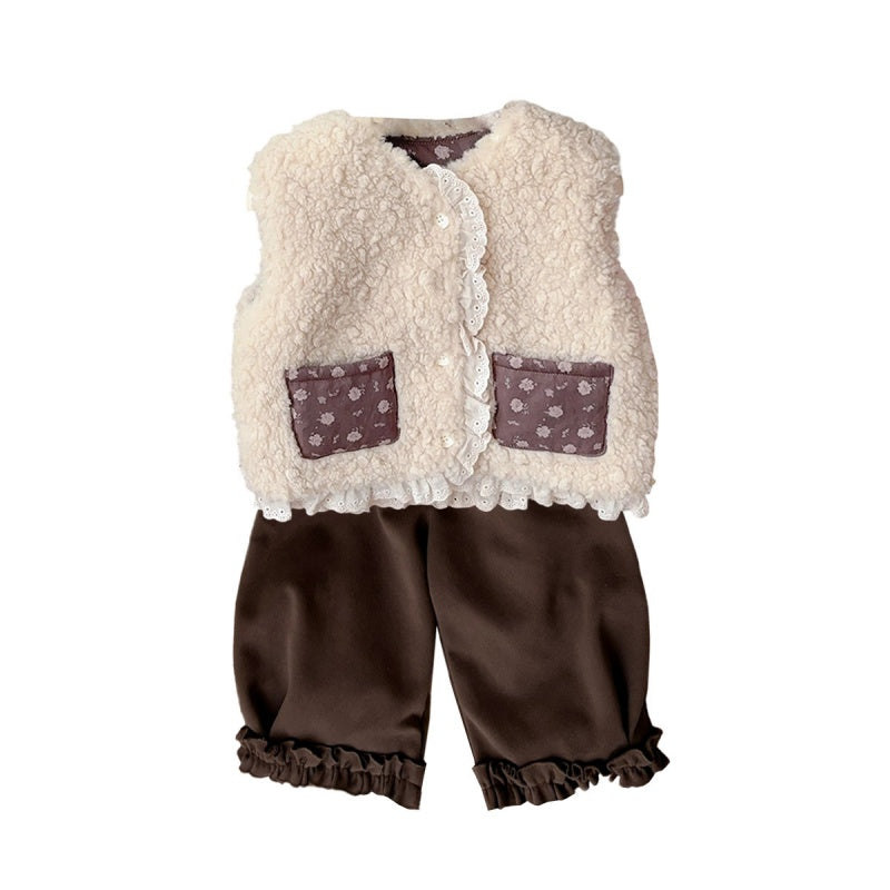 【BABY&KID】冬新作小花柄レースボアベストSK103135