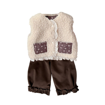 【BABY&KID】冬新作小花柄レースボアベストSK103135